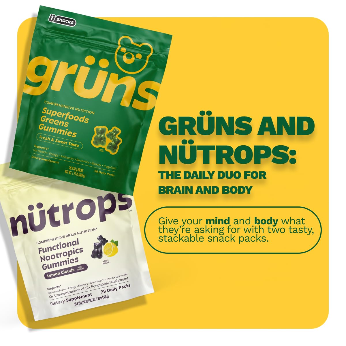 Grüns combinación de Nutrops con Supergreens para soporte total
