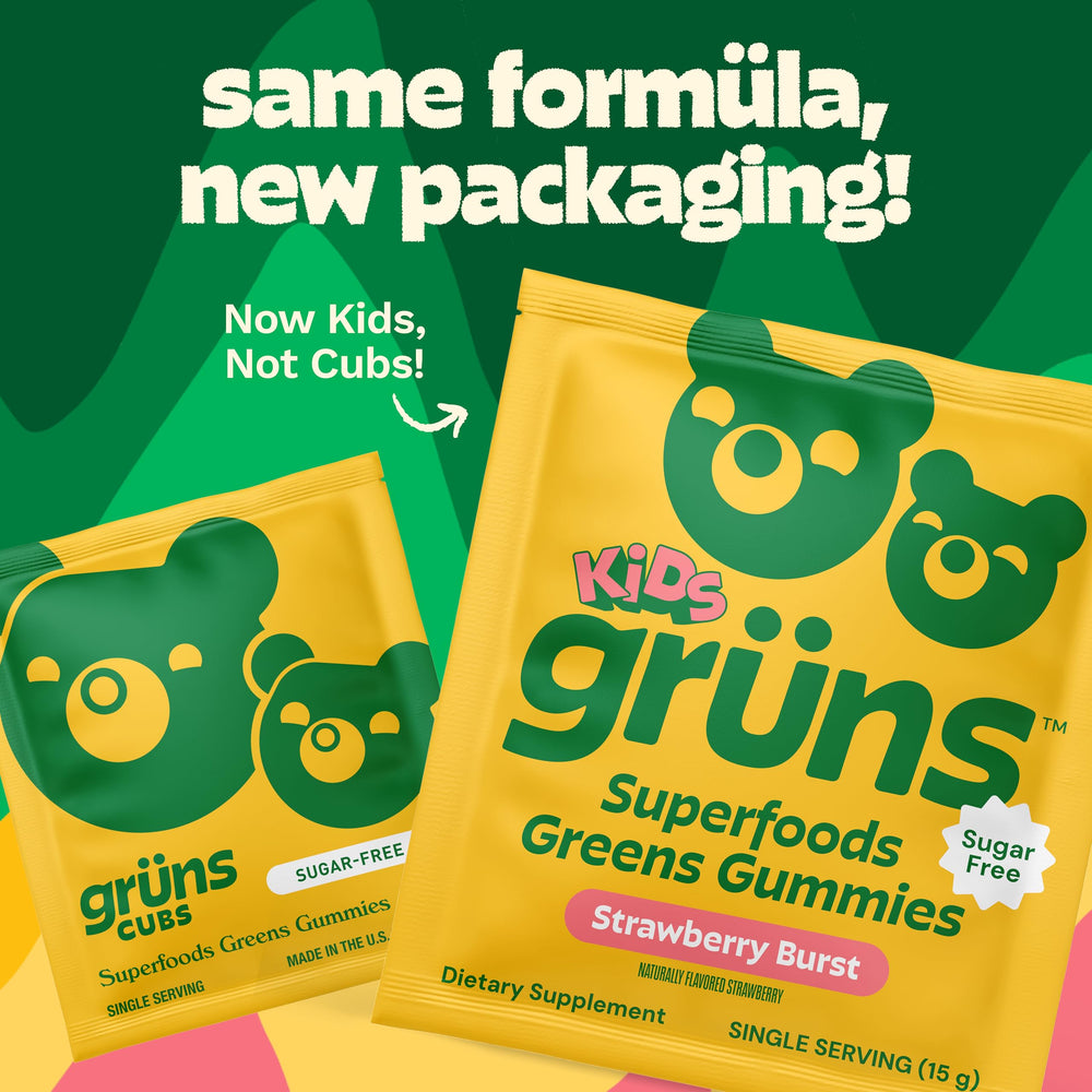Grüns gummy close-up texture showing soft chew and appealing strawberry-green flavor