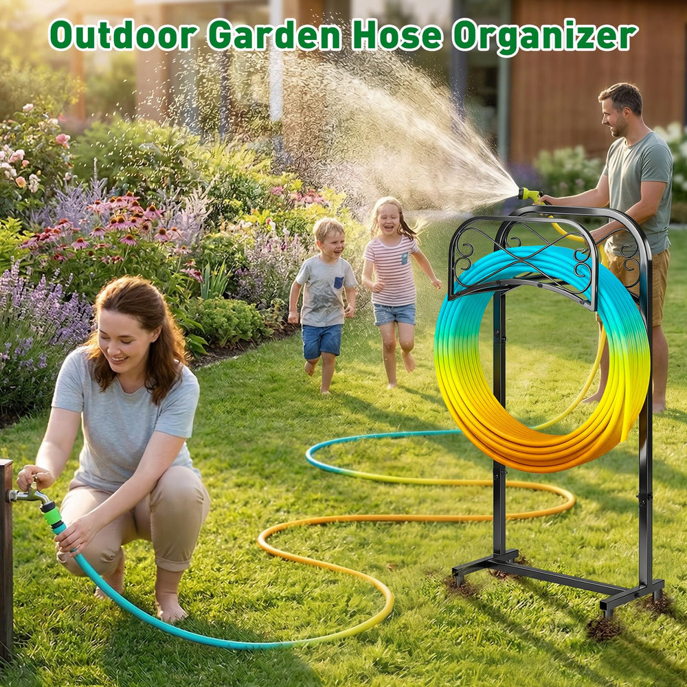 Gtongoko in use garden setting keeping hose off lawn and simplifying watering tasks