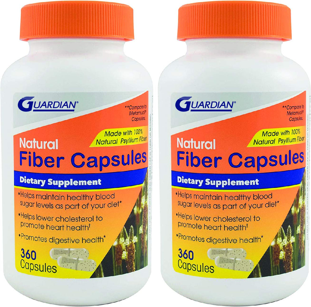 guardian frasco frontal con 720 cápsulas de psyllium para aporte de fibra