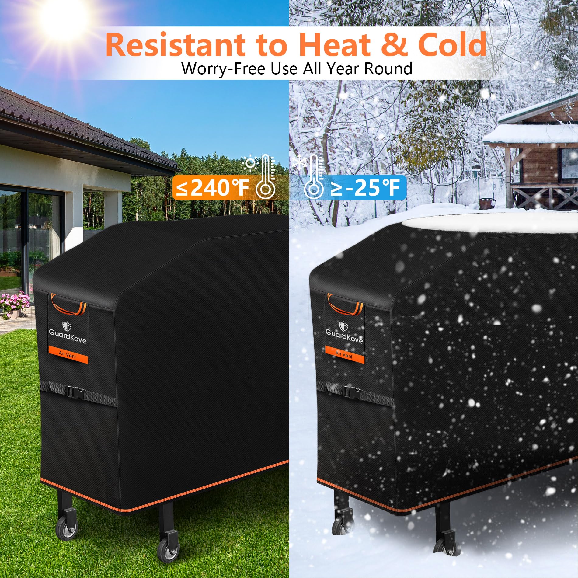 GuardKove estética negra con acento naranja ideal para patios modernos