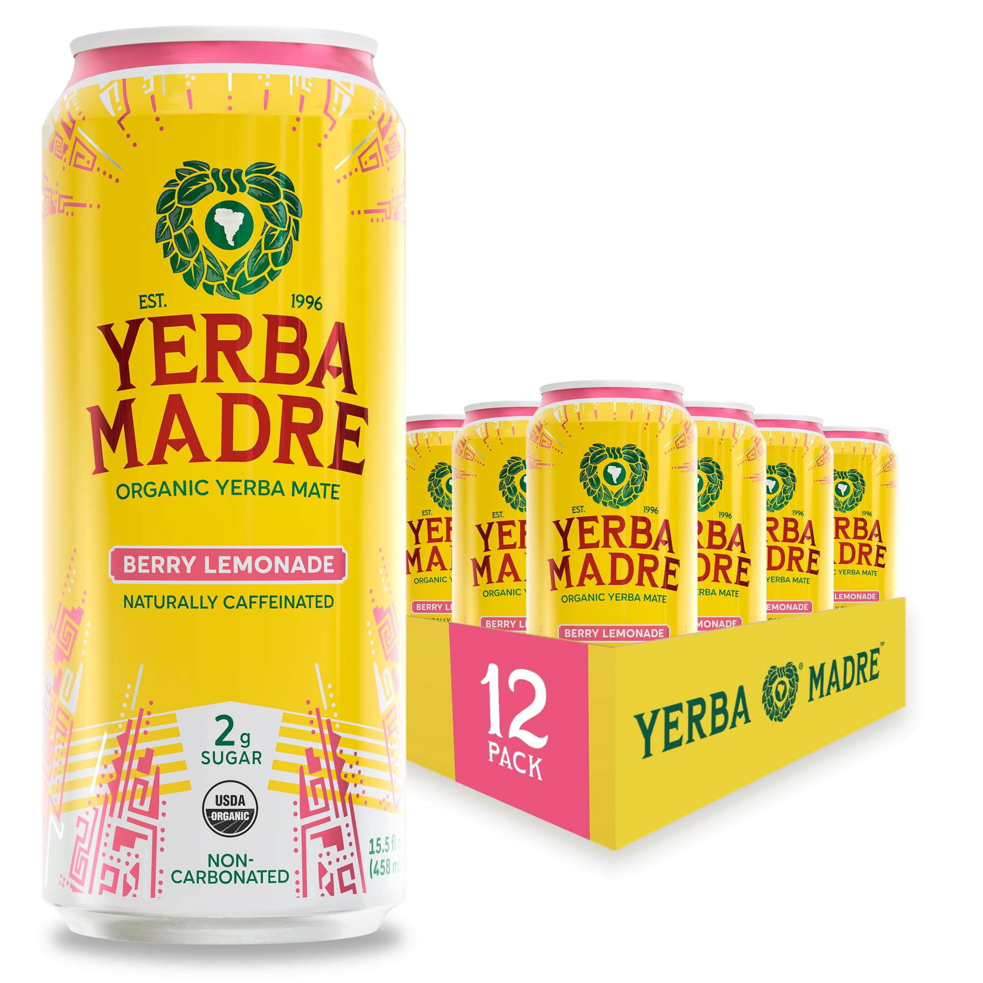 Guayaki lata frontal Berry Lemonade mostrando diseño y frescura