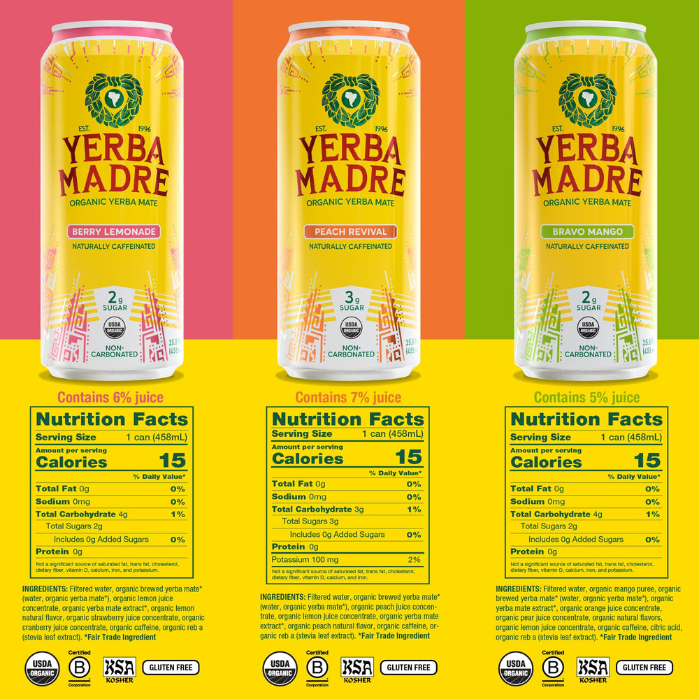 Guayaki Yerba Madre detalle de lata resaltando textura y diseño fácil de sostener