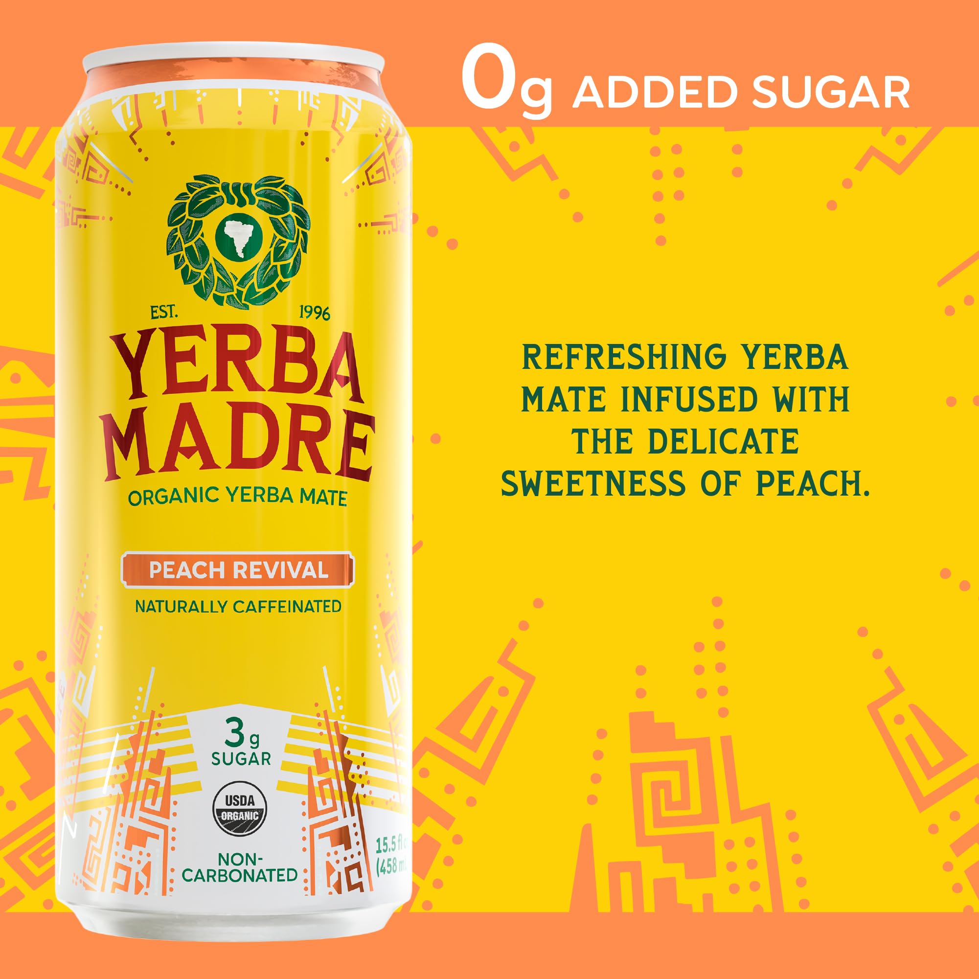 Guayaki Yerba Madre lata abierta con espuma que sugiere frescura y sabor suave