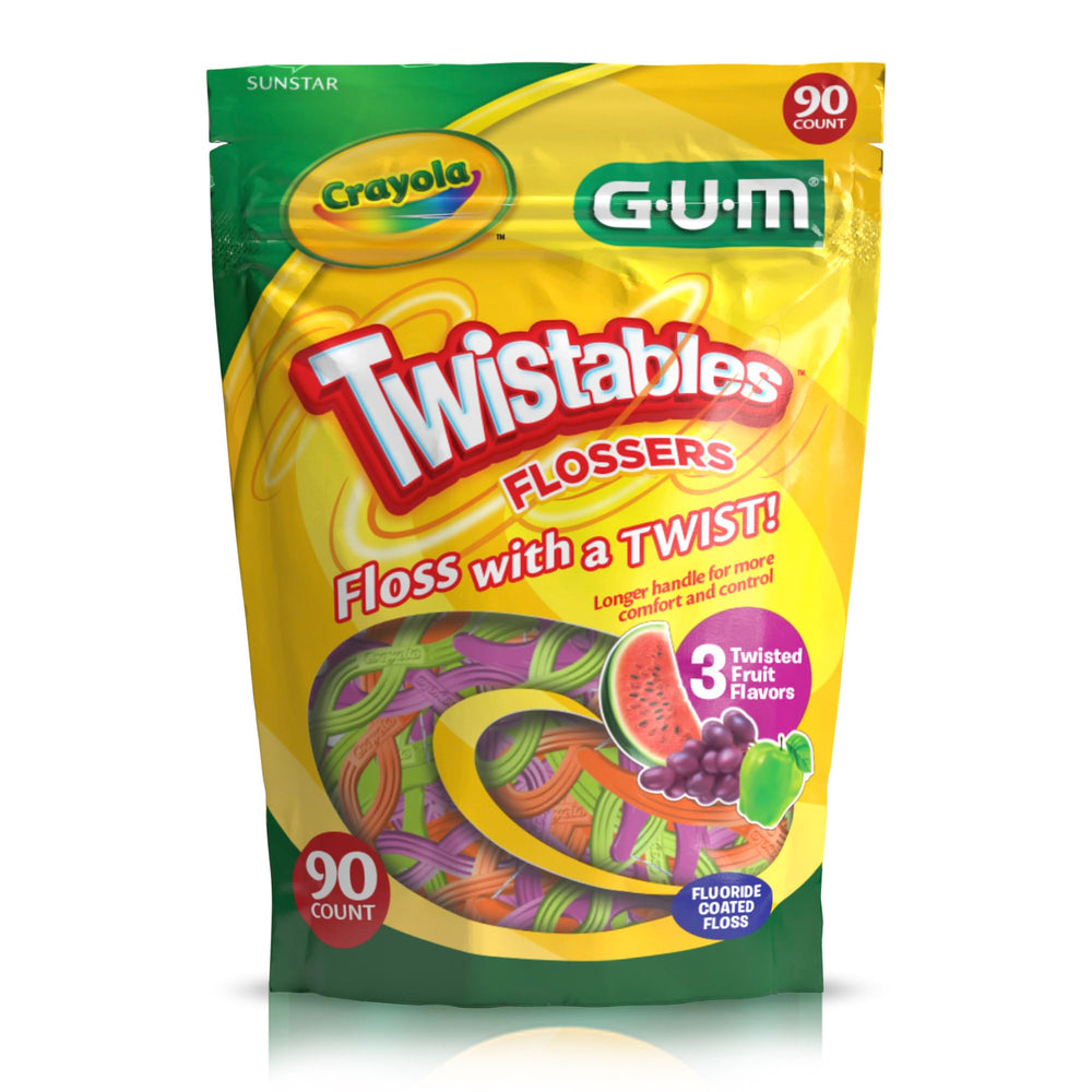 GUM Crayola comparación de tamaño y paquete con 90 unidades mostrado