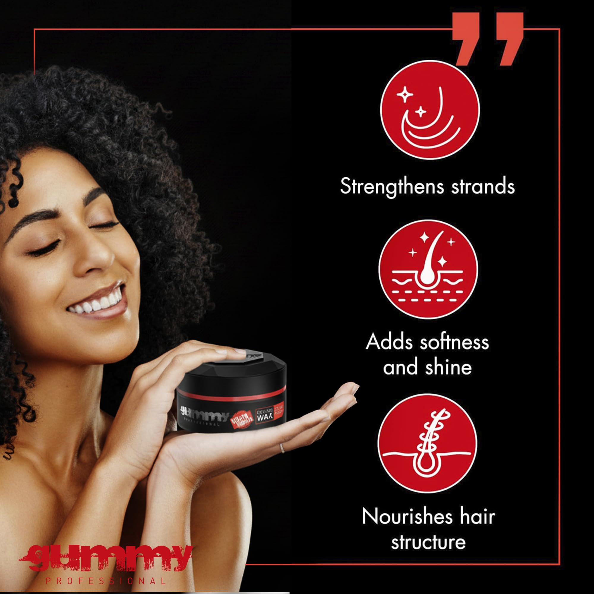Gummy etiqueta con ingredientes como provitamina B5 y queratina beneficiosos