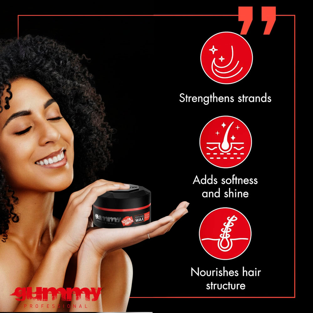 Gummy etiqueta con ingredientes como provitamina B5 y queratina beneficiosos