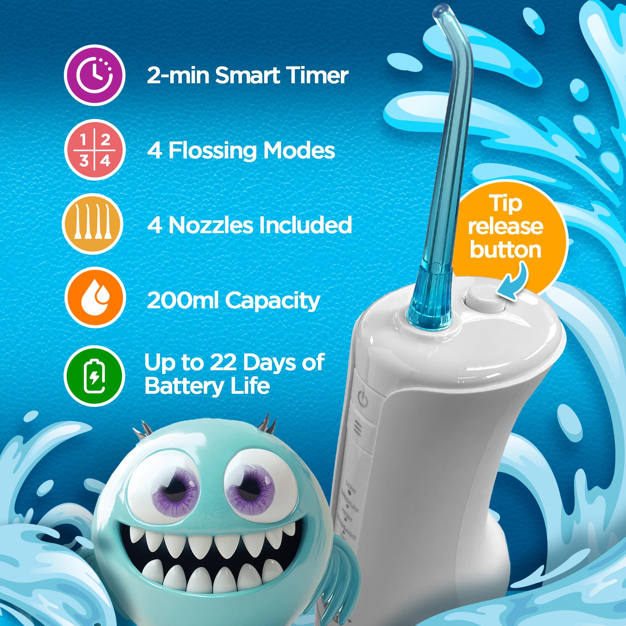 GuruNanda boquilla ortodóntica enfocada para limpiar alrededor de brackets