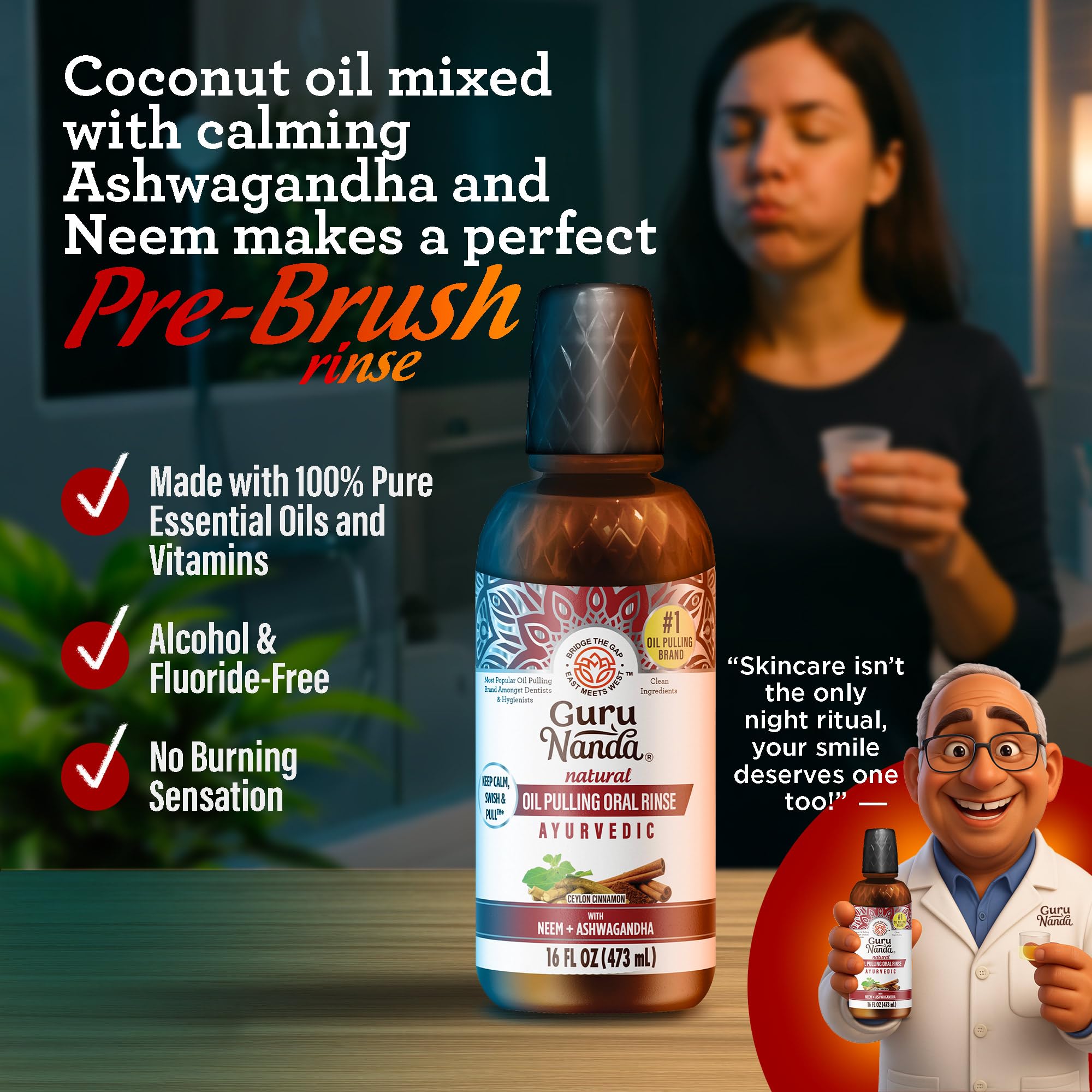 GuruNanda etiqueta con lista de ingredientes naturales visible y legible