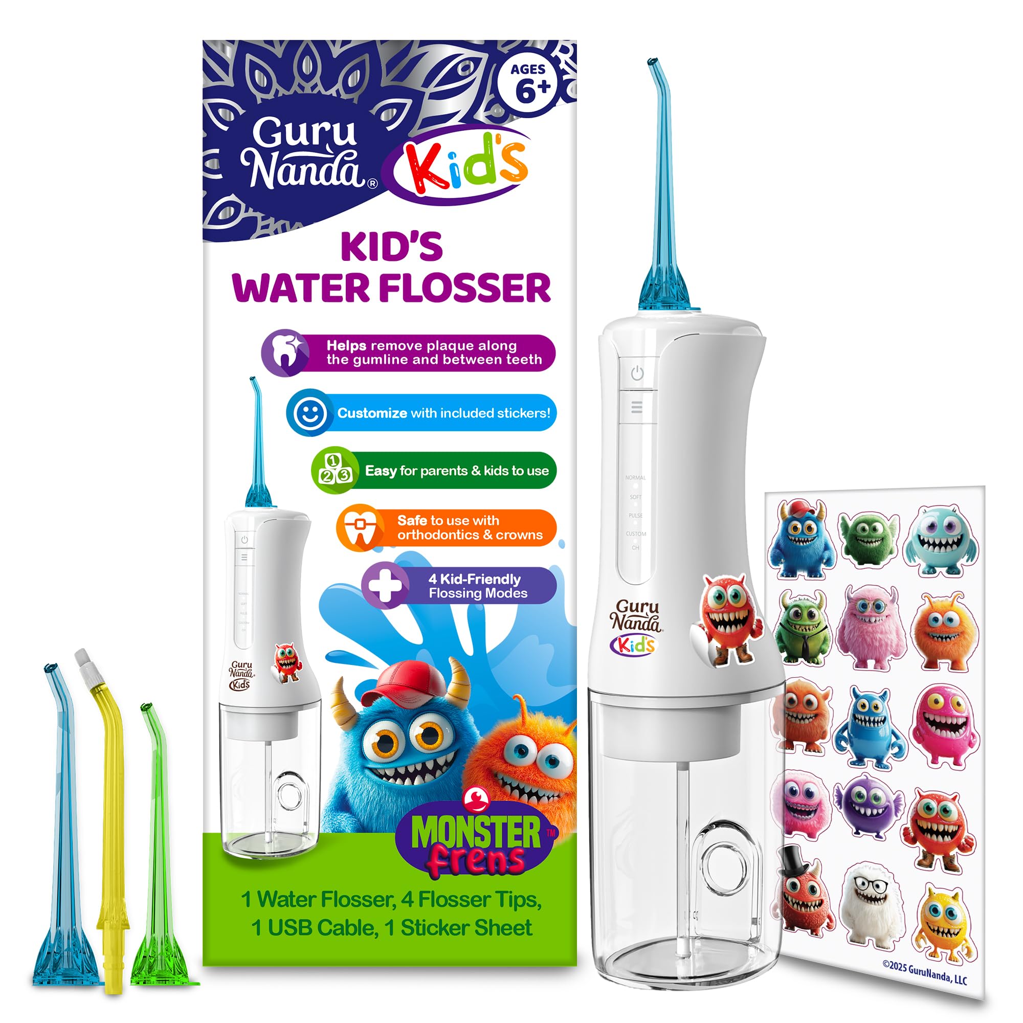 GuruNanda frontal del irrigador infantil mostrando diseño compacto y seguridad
