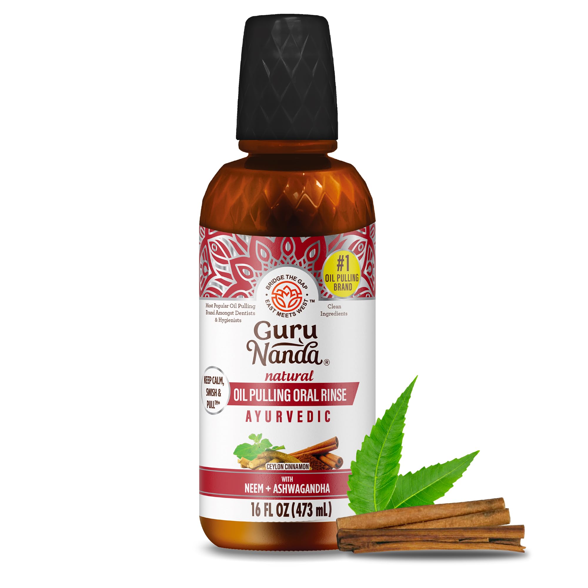 GuruNanda botella frontal 16oz con canela y neem para higiene natural