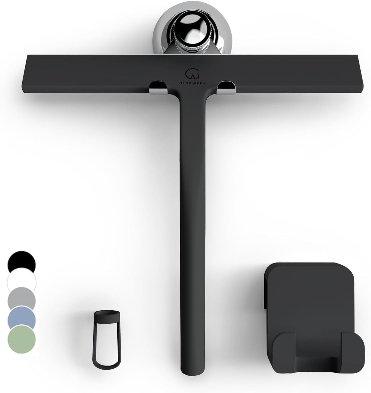 GÜTEWERK escobilla frontal mostrando diseño ergonómico y limpieza rápida