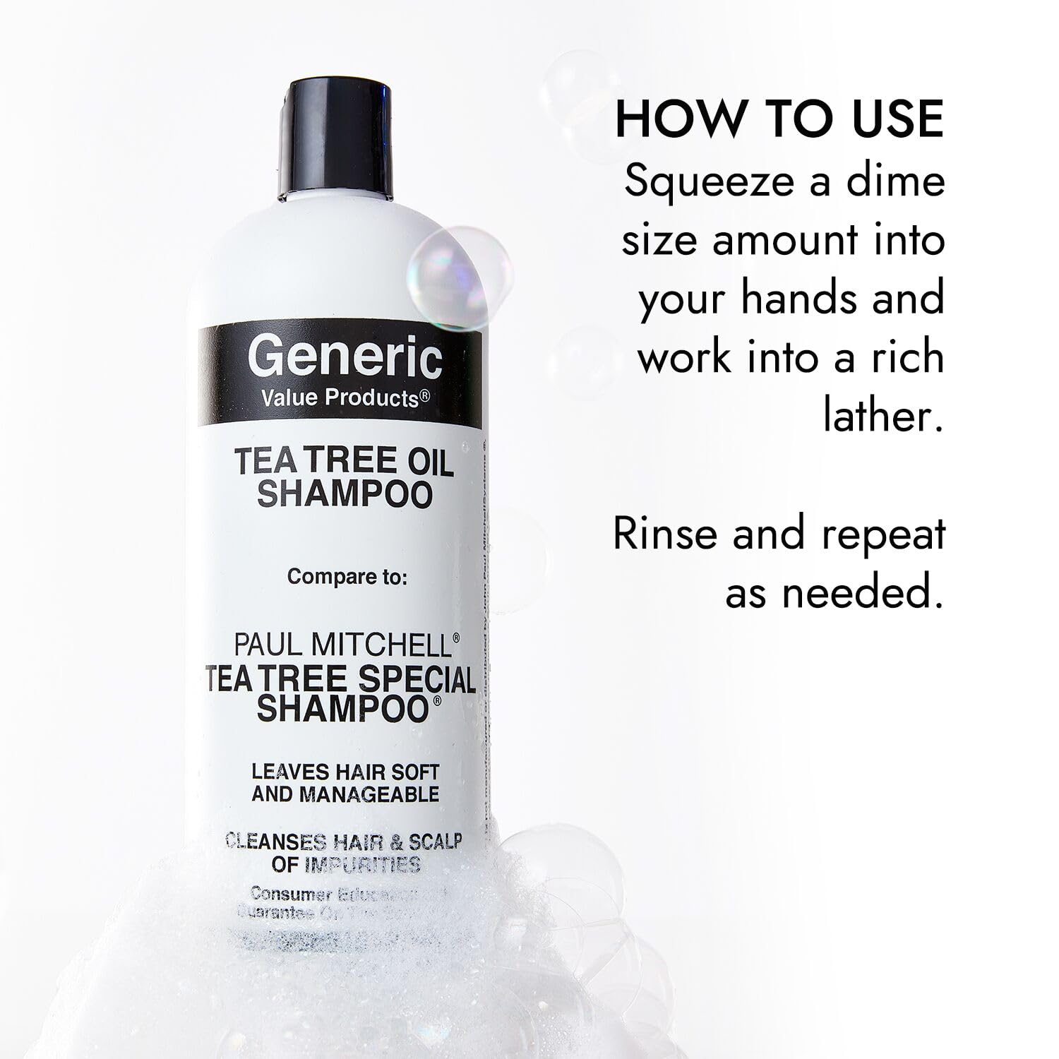 Generic Value Products cabello brillante y suave tras usar el champú mostrando resultado de brillo y manejo