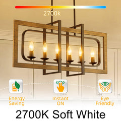 GvvooHome bombilla instalada en araña iluminando con luz cálida y uniforme