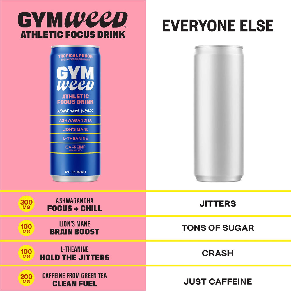 GYM SODA bebida junto a mancuernas mostrando uso en entrenamiento