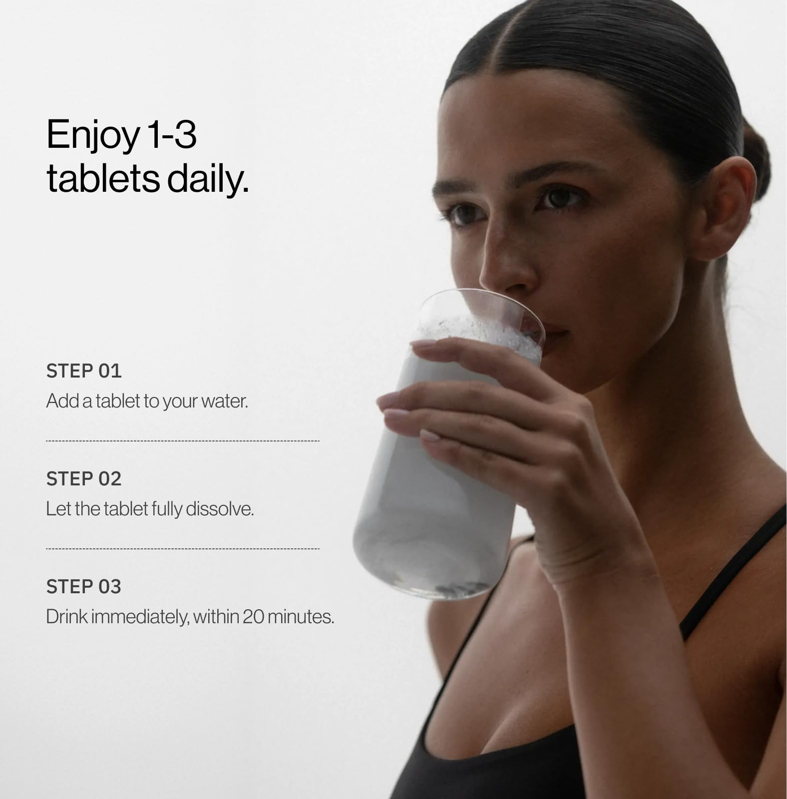 H2TAB etiqueta con lista de ingredientes naturales y certificaciones