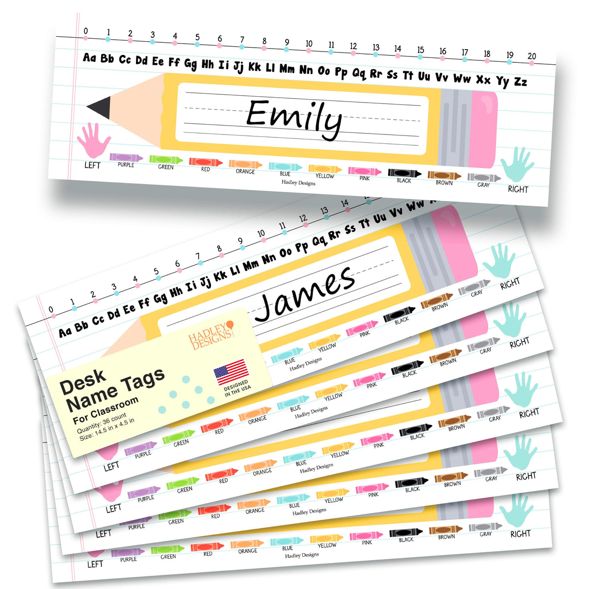 Hadley Designs frontal del empaque con 36 placas, facilita organización