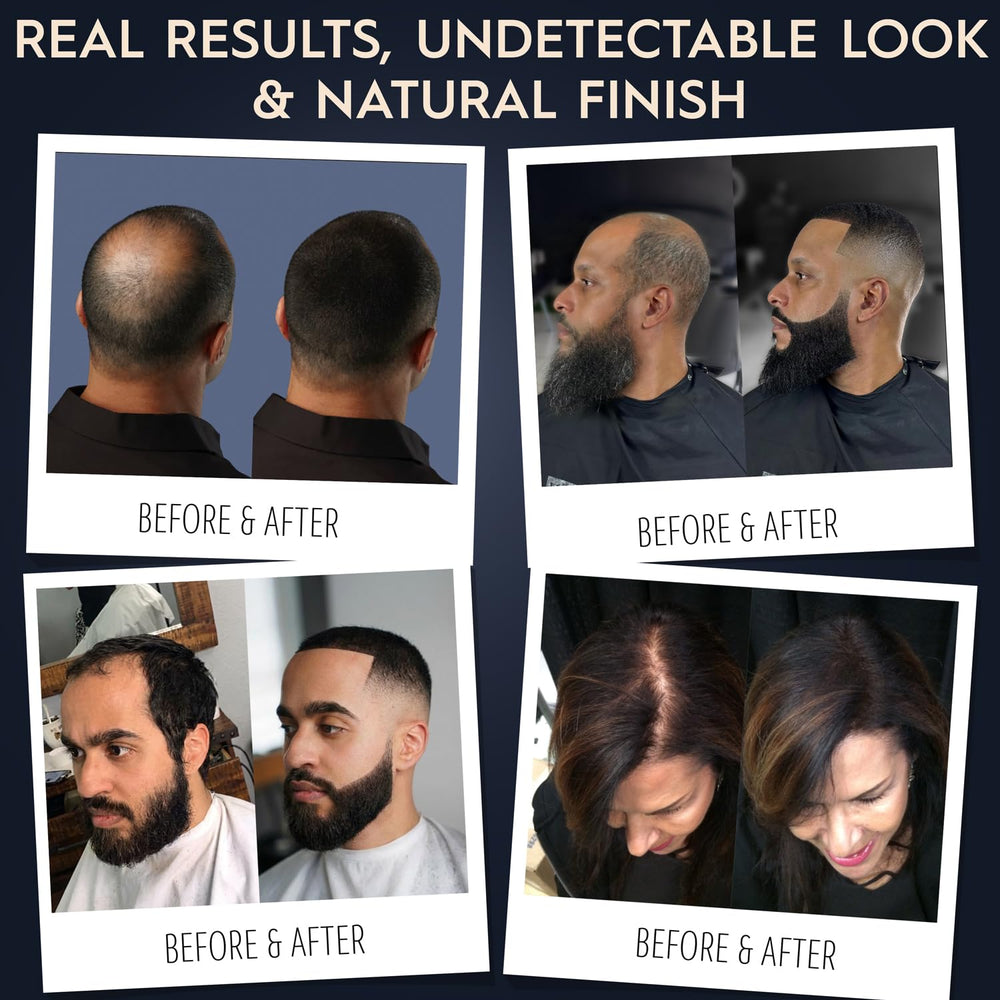 Hair Illusion envase de 18 g al lado de moneda para comparar tamaño