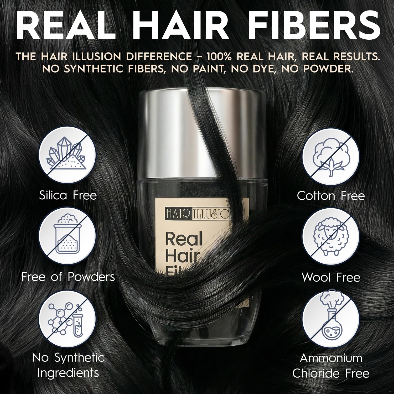 Hair Illusion fibras de cabello real textura natural para mezcla perfecta