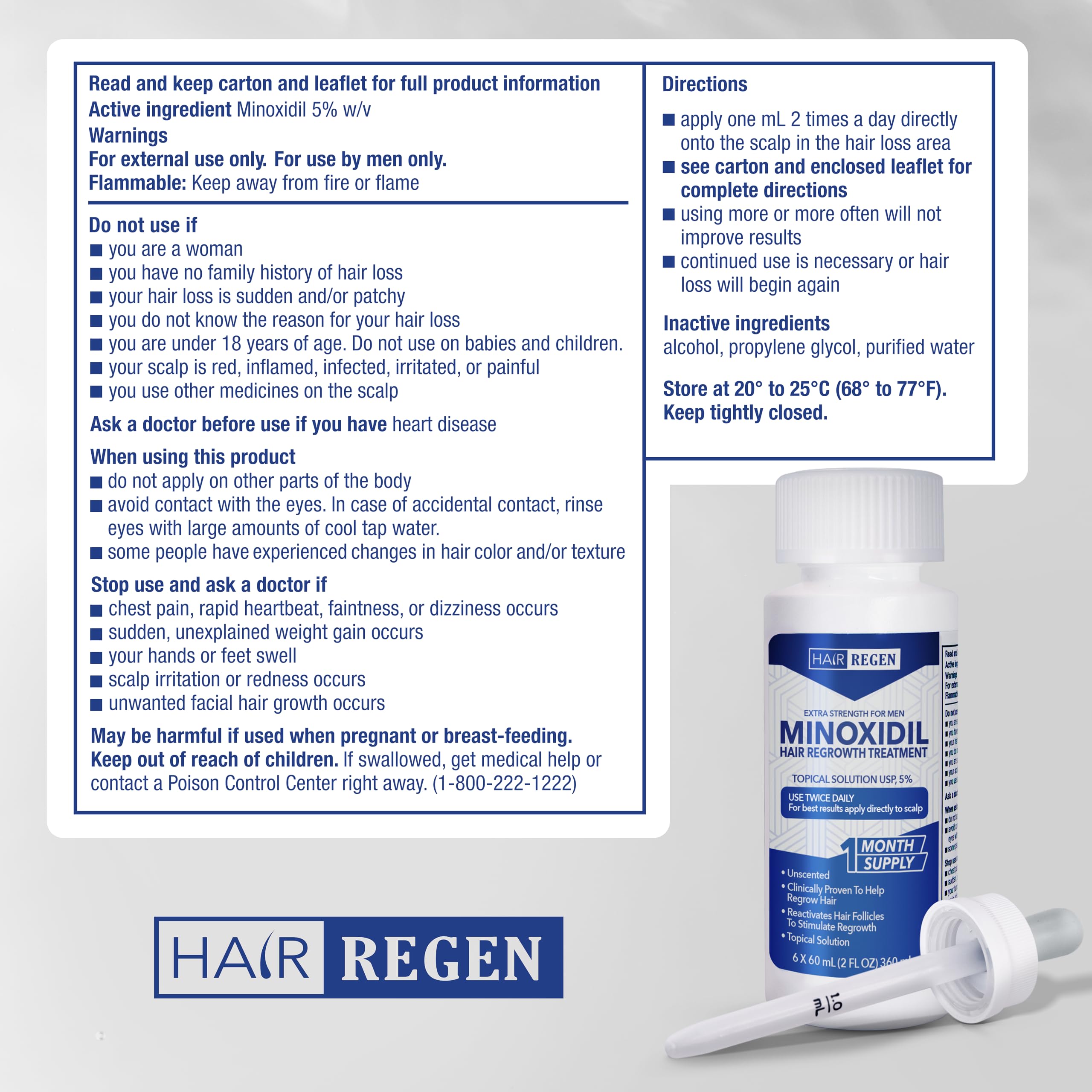 Hair Regen en mesa de grooming junto a productos de cuidado masculino