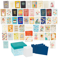 Hallmark vista frontal de la caja de 100 tarjetas con organizador, ideal para almacenamiento