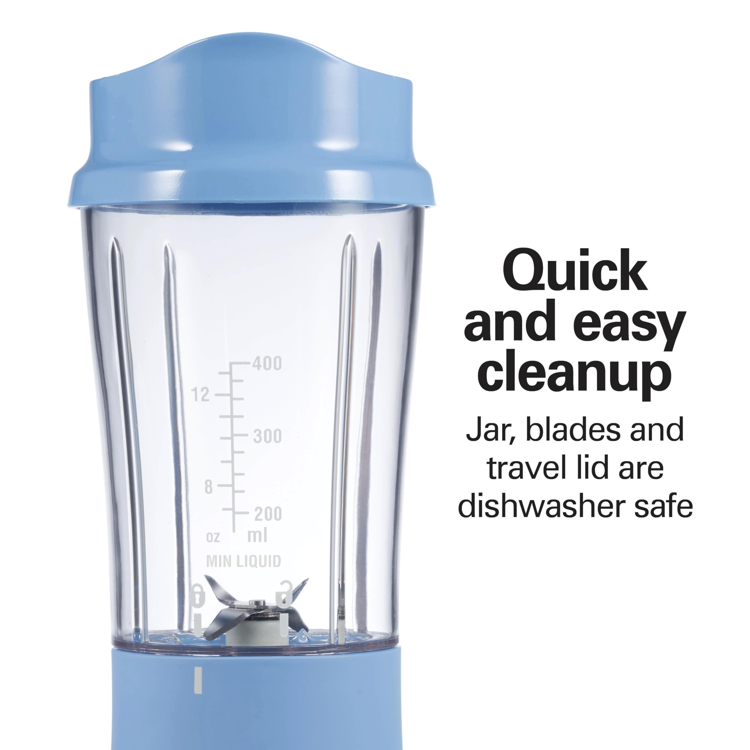 Hamilton Beach blender in use on kitchen counter making a smoothie quickly