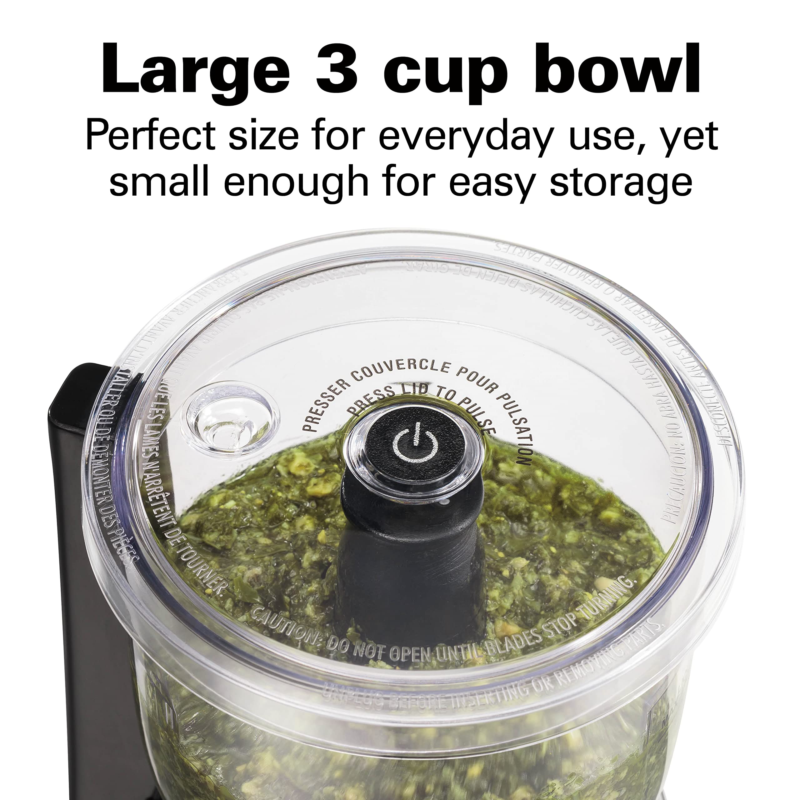 Hamilton Beach bowl and lid detail highlighting dishwasher-safe parts benefit