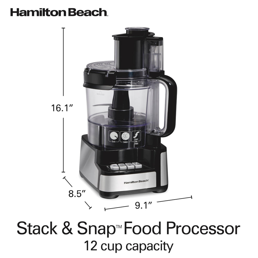 Hamilton Beach comparación de tamaño muestra la capacidad de 12 tazas