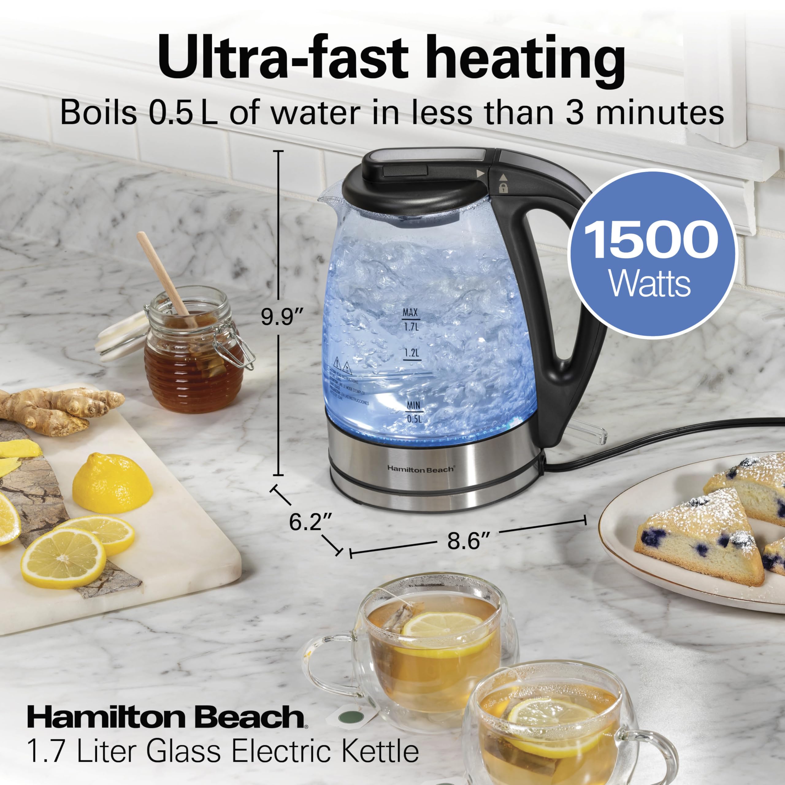 Detalle del vidrio de borosilicato Hamilton Beach que no altera sabor