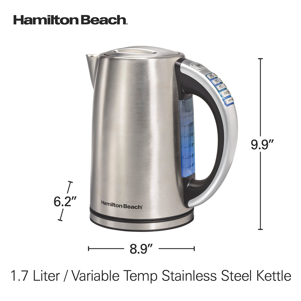 Hamilton Beach caja y etiqueta mostrando especificaciones y contenido