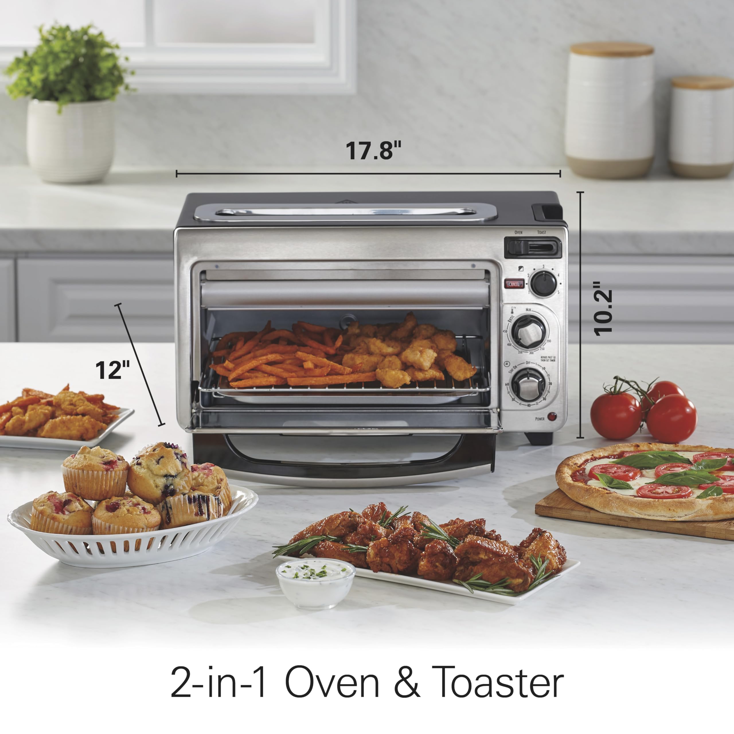 Hamilton Beach en encimera en uso, ideal para comidas diarias