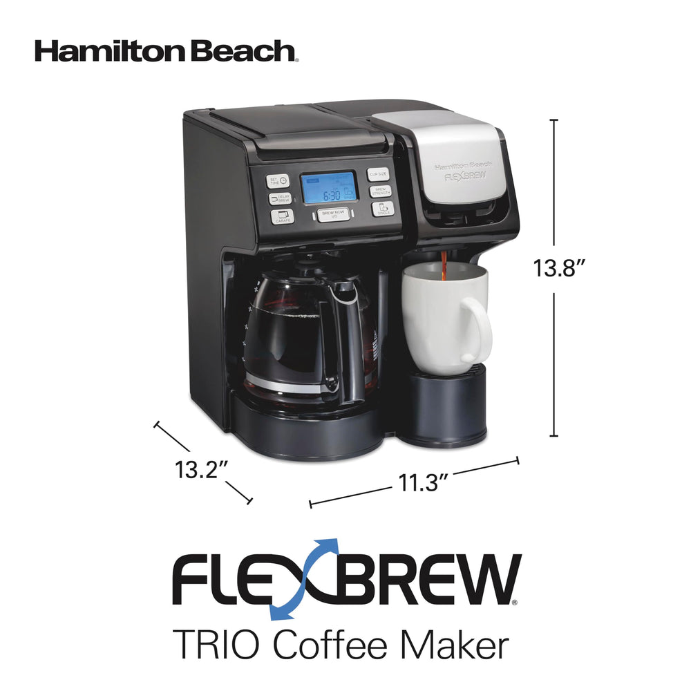 Hamilton Beach FlexBrew comparación de altura mostrando espacio para termo de 7 pulgadas
