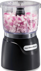 Hamilton Beach front view of 3-cup chopper showing compact design and easy operation
