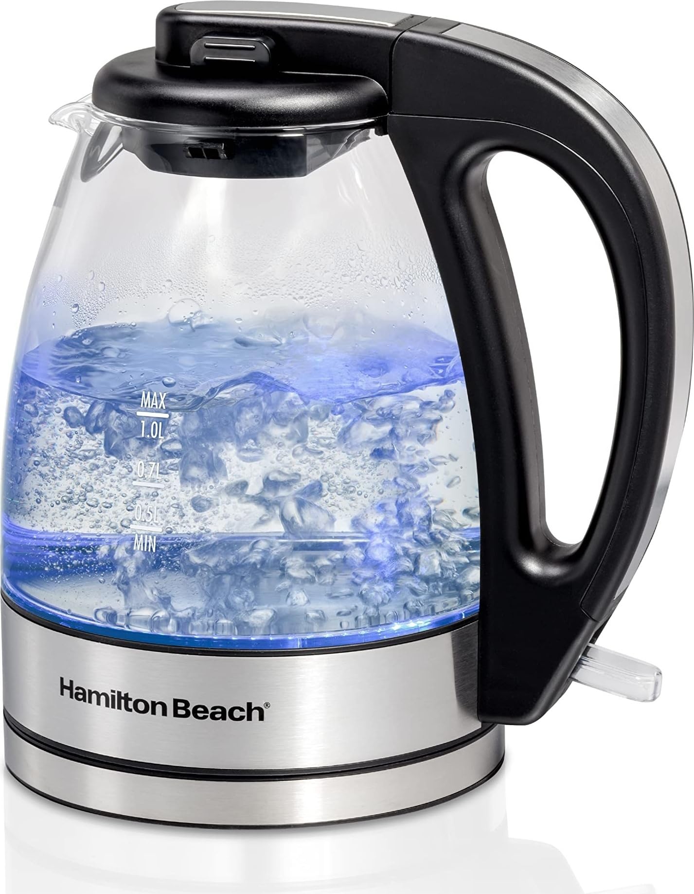 Hamilton Beach hervidor frontal sobre encimera, diseño compacto y elegante