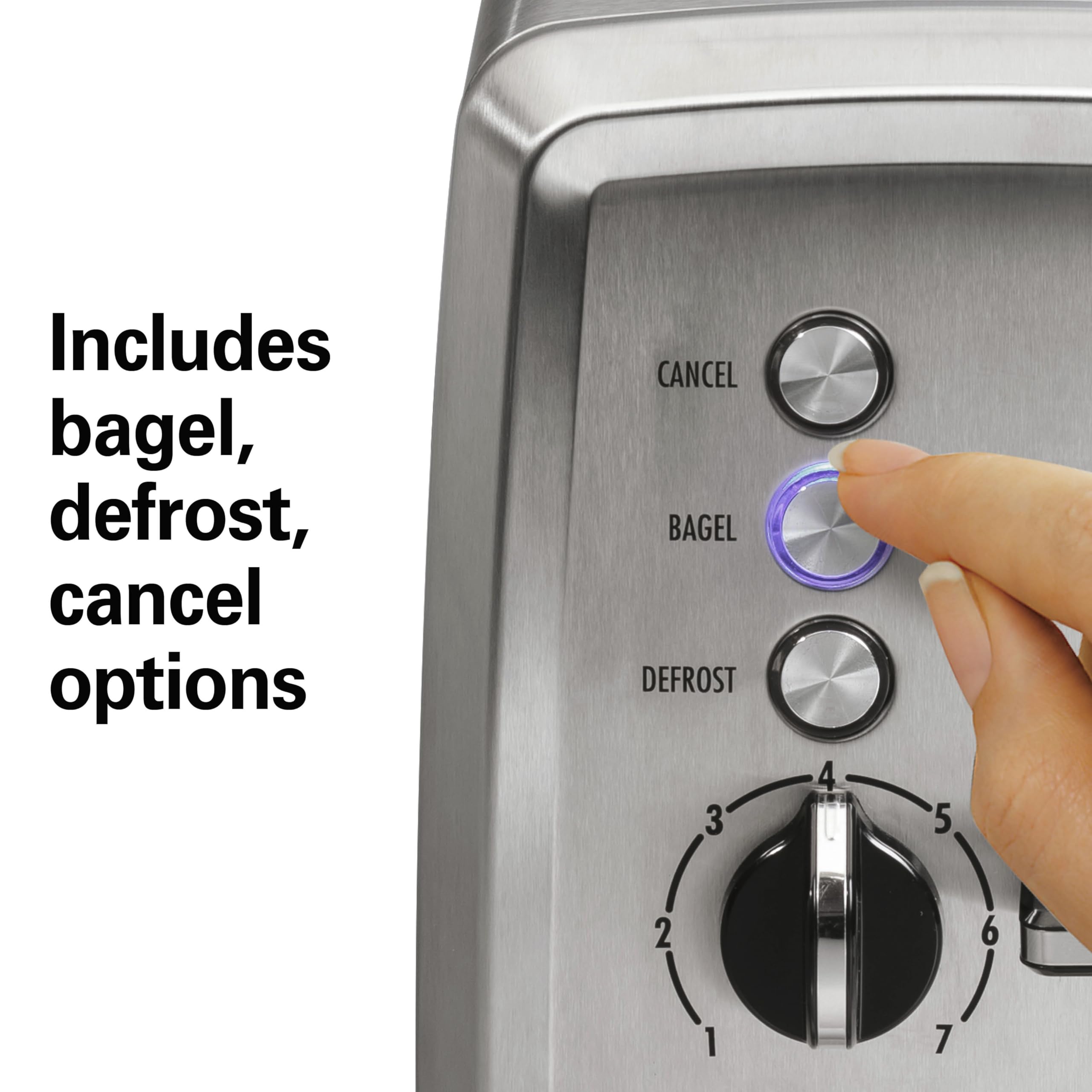 Hamilton Beach Toast Boost elevando un muffin, facilita extracción segura