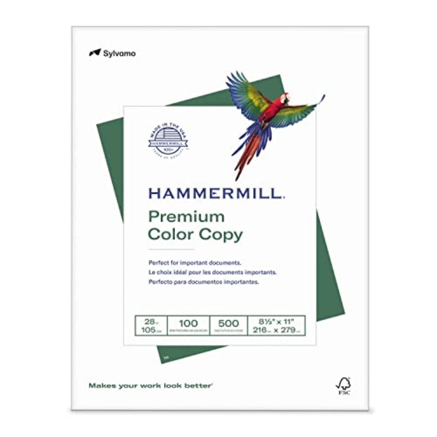 Hammermill frontal del paquete mostrando 500 hojas y elegancia profesional