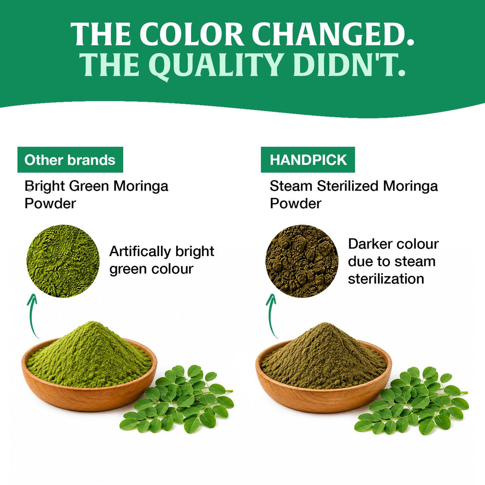 HANDPICK polvo de moringa textura fina y mezcla rápida