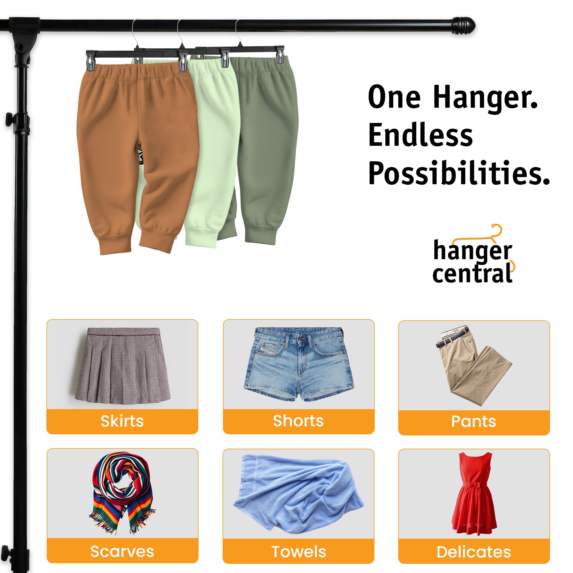 Hanger Central comparación de tamaño 10 pulgadas diseño compacto