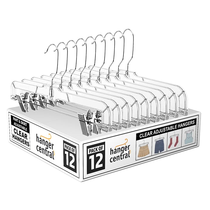 Hanger Central percha frontal transparente mostrando acabado elegante y ahorro de espacio