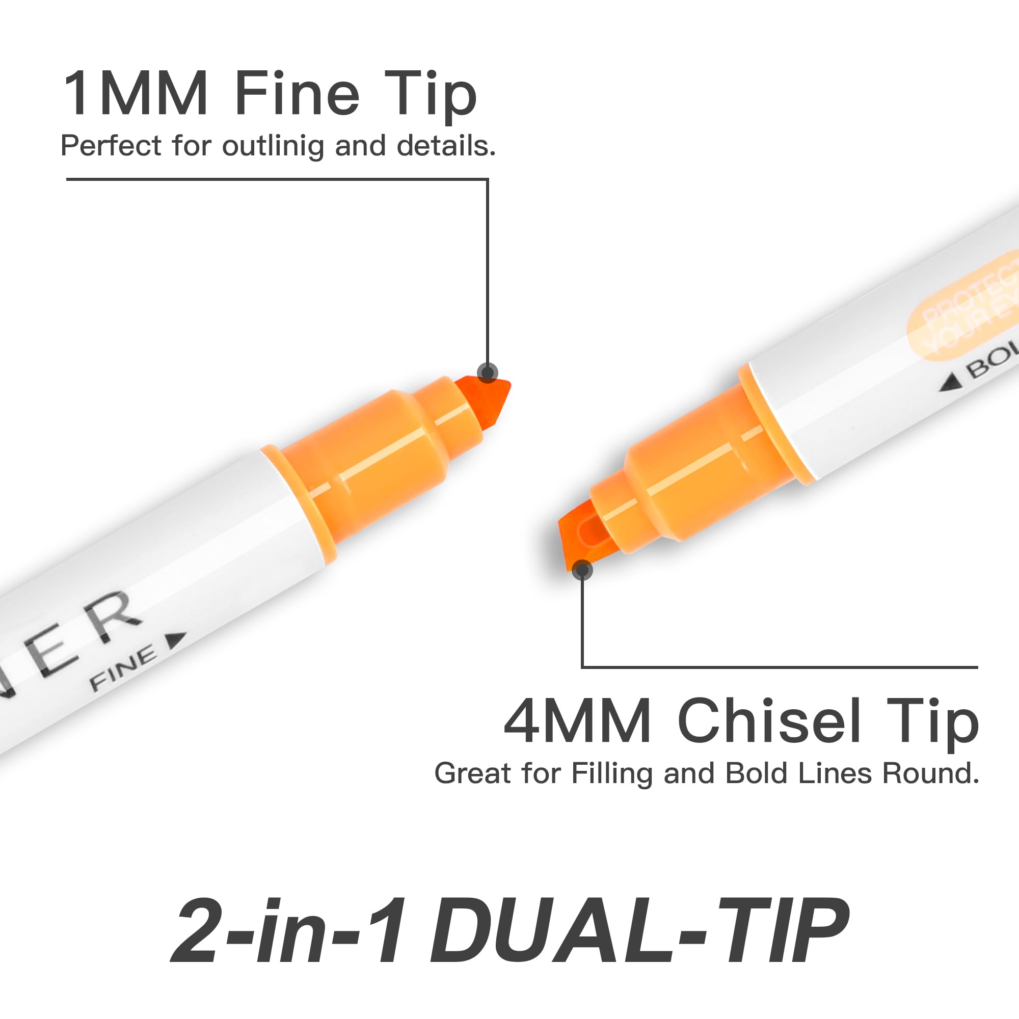 HANKU primer plano de las puntas doble 4mm y 1mm, versatilidad para cada trazo