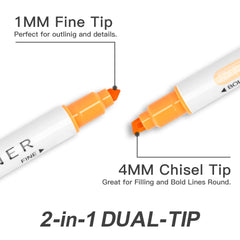 HANKU primer plano de las puntas doble 4mm y 1mm, versatilidad para cada trazo