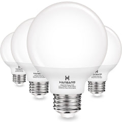hansang bombilla globe vista frontal mostrando forma y acabado, iluminación uniforme