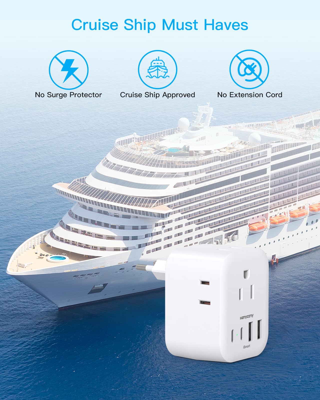 HANYCONY adaptador dentro de maleta listo para viajes y cruceros