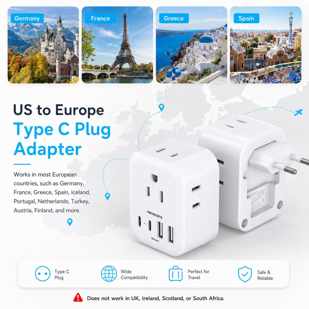 HANYCONY primer plano de puertos USB-A y USB-C mostrando velocidad