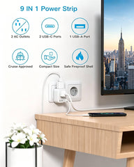 HANYCONY primer plano de los 2 USB‑C y USB‑A, carga rápida y versátil