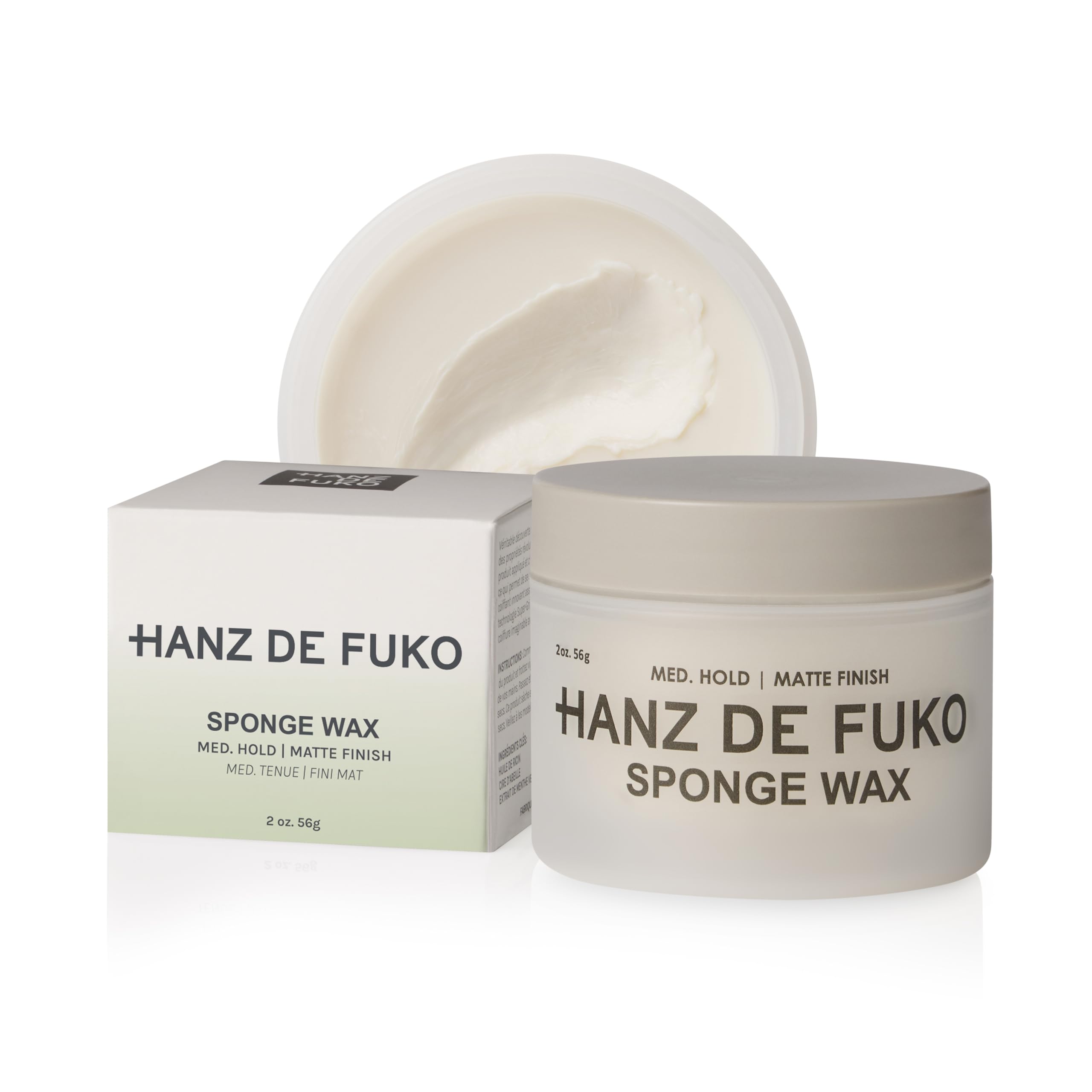 Hanz de Fuko envase frontal del Sponge Wax mostrando diseño y tamaño compacto