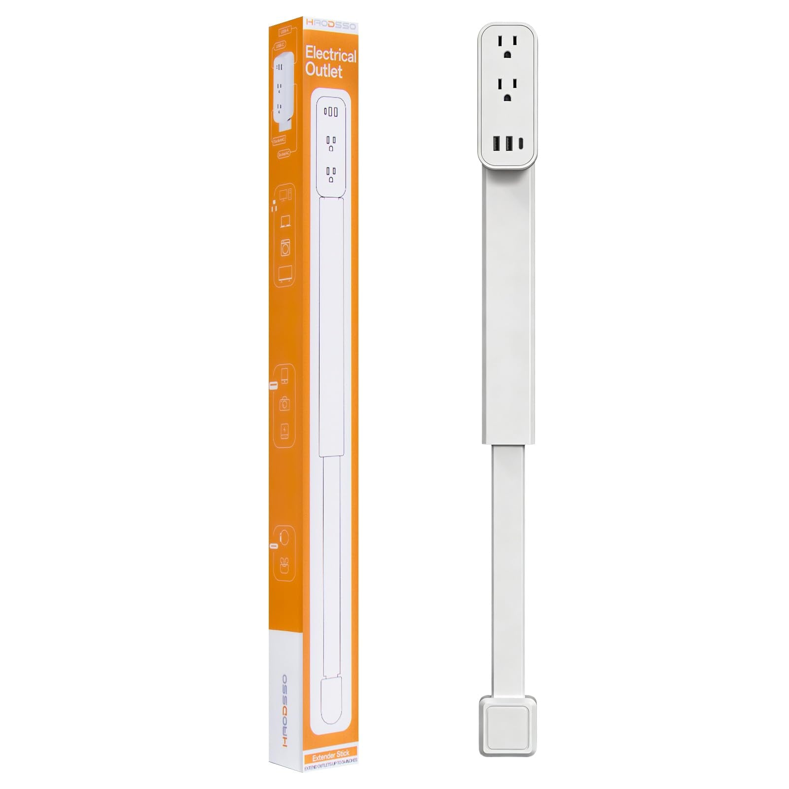 haodsso vista frontal con tomas AC y puertos USB, facilita múltiples cargas