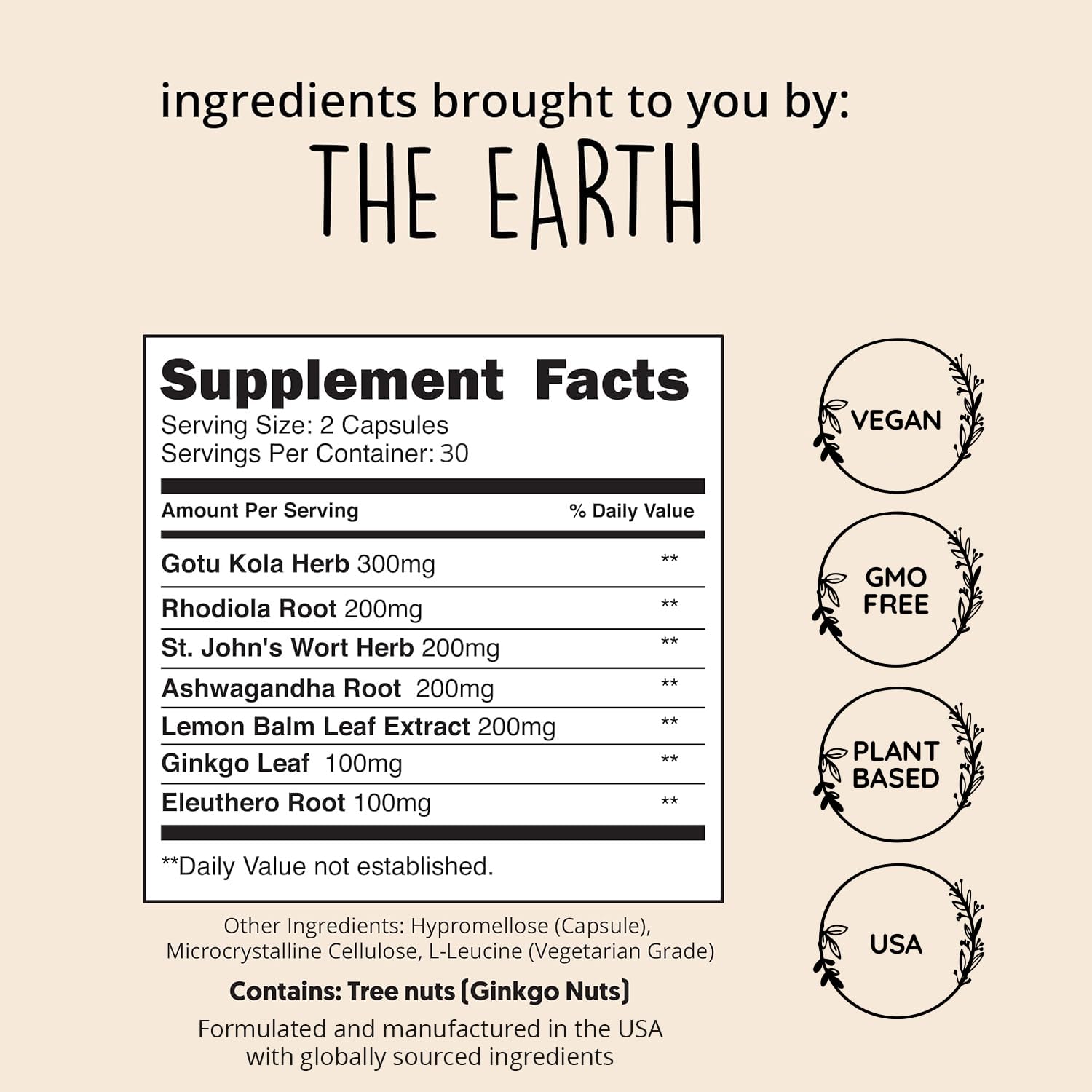Happy Healthy Hippie Joy-Filled en mano para comparar tamaño y dosificación