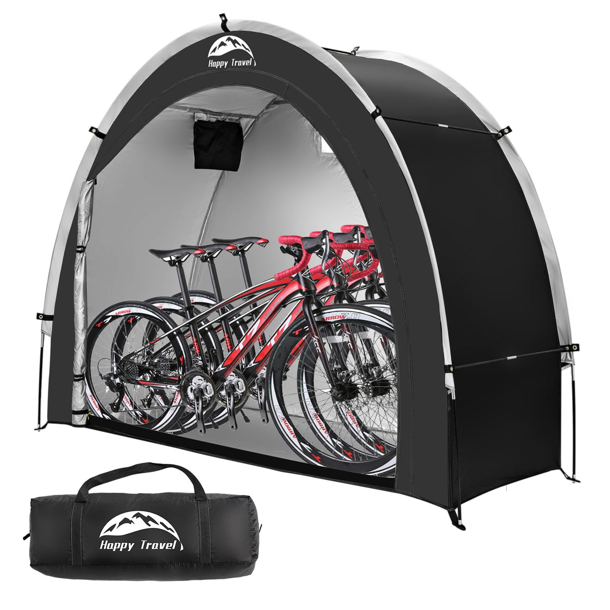 HAPPY TRAVEL front view showing full shelter and protective cover benefit