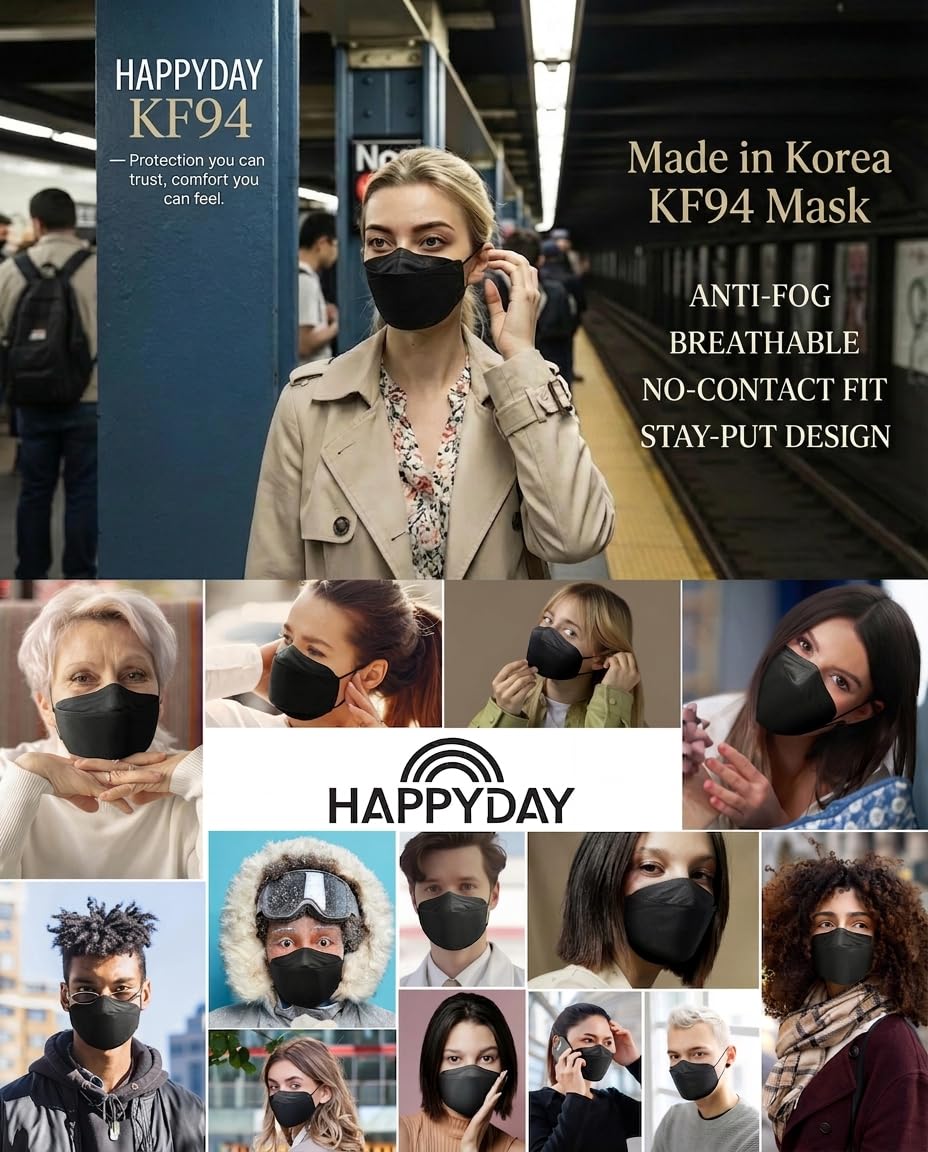 HAPPYDAY mascarilla desplegada visto frontalmente, demuestra cobertura facial